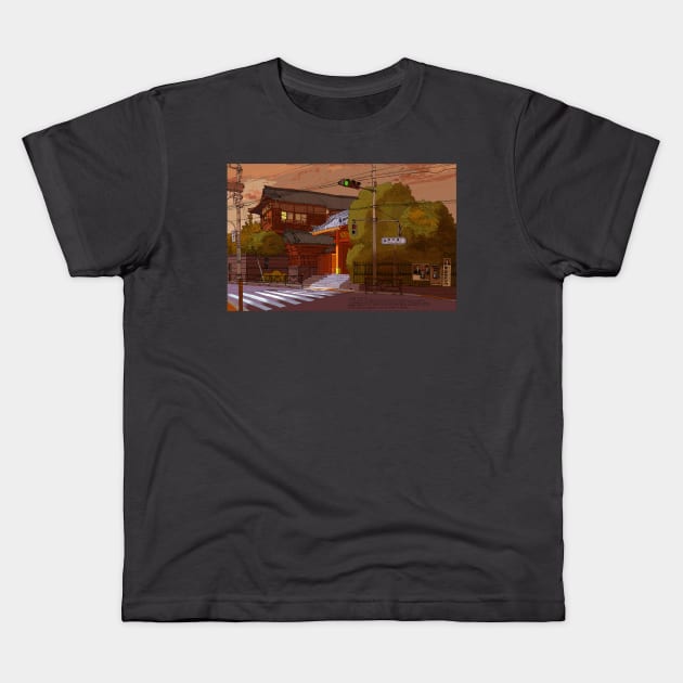 Temple Morning Kids T-Shirt by David Kennett